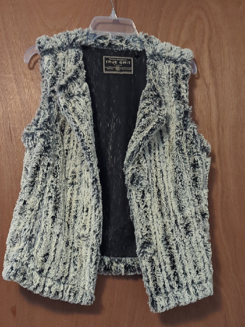 True Grit Plush Faux Fur Sleeveless Vest in Gray